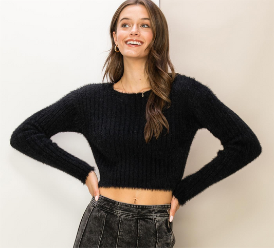 Fuzzy Cropped Sweater